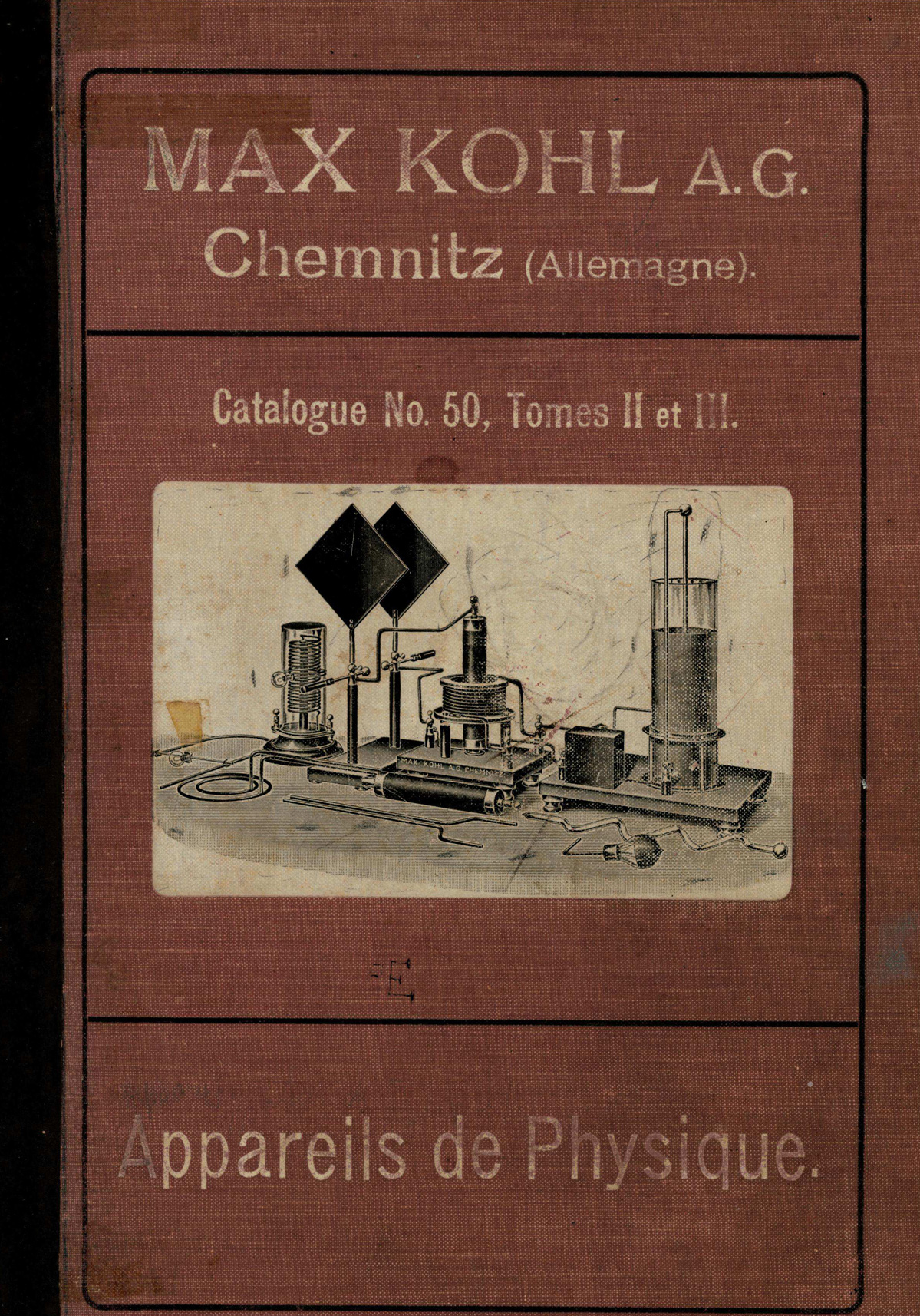 imagem do catálogo MAX KHOL A. G. - Chemnitz - Allemagne - Appareils de Physique - Catalogue No. 50. Tomes II et III